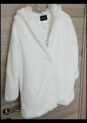 Beyaz Midi Kadın Peluş Kaban S,m, L mevcut - Görsel 4