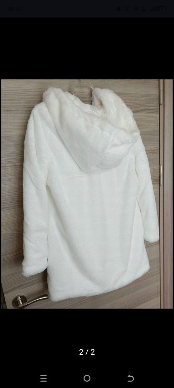 Beyaz Midi Kadın Peluş Kaban S,m, L mevcut - Görsel 5