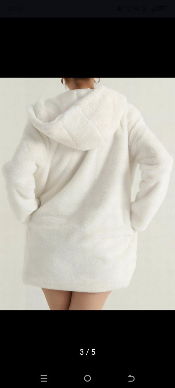 Beyaz Midi Kadın Peluş Kaban S,m, L mevcut - Görsel 2