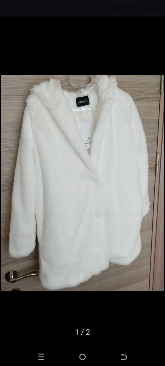 Beyaz Midi Kadın Peluş Kaban S,m, L mevcut - Görsel 4