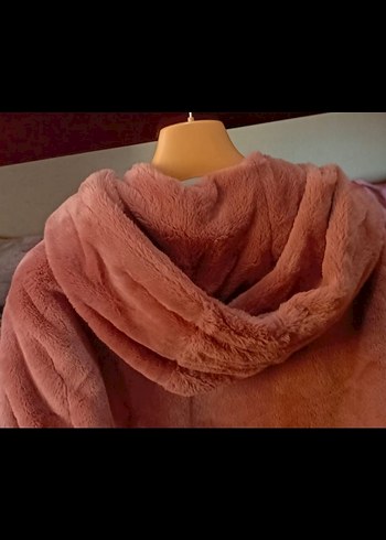 Pembe Kürklü Kadın Midi Mont - Görsel 2