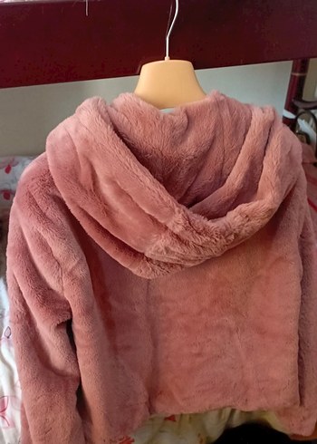 Pembe Kürklü Kadın Midi Mont - Görsel 3