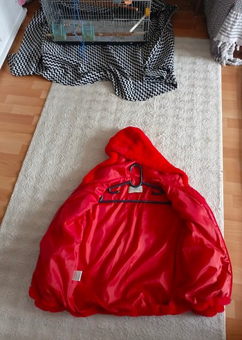 Kırmızı Kapüşonlu Kadın Peluş Ceket - Görsel 5