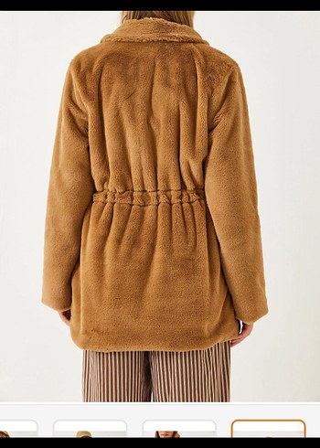 Kadın Kahverengi Suni Kürk Midi Mont - Görsel 2