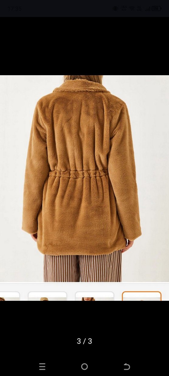 Kadın Kahverengi Suni Kürk Midi Mont - Görsel 2