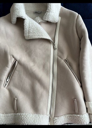 Kadın Beyaz Kürklü Streetwear Ceket - Görsel 2