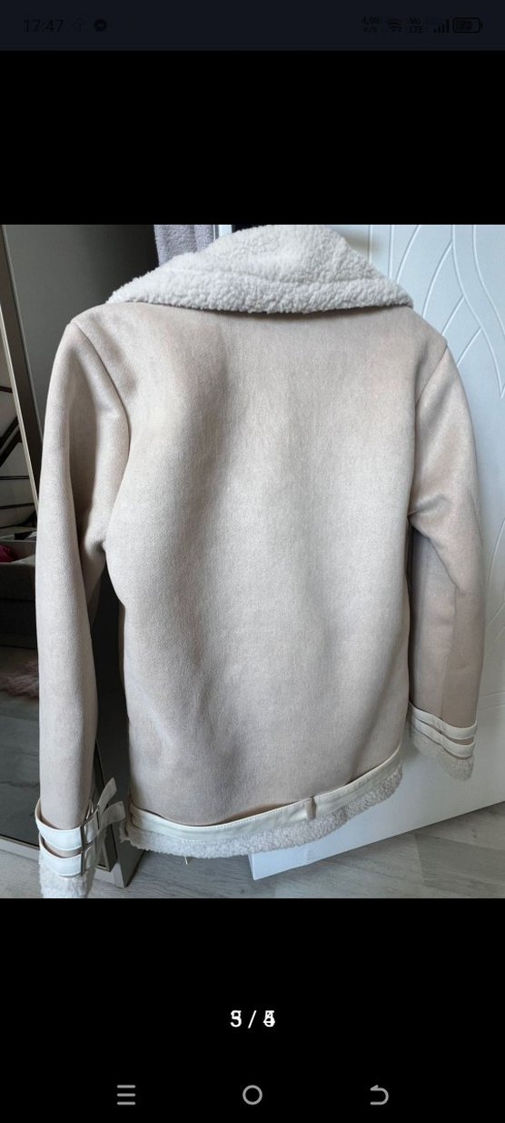 Kadın Beyaz Kürklü Streetwear Ceket - Görsel 4