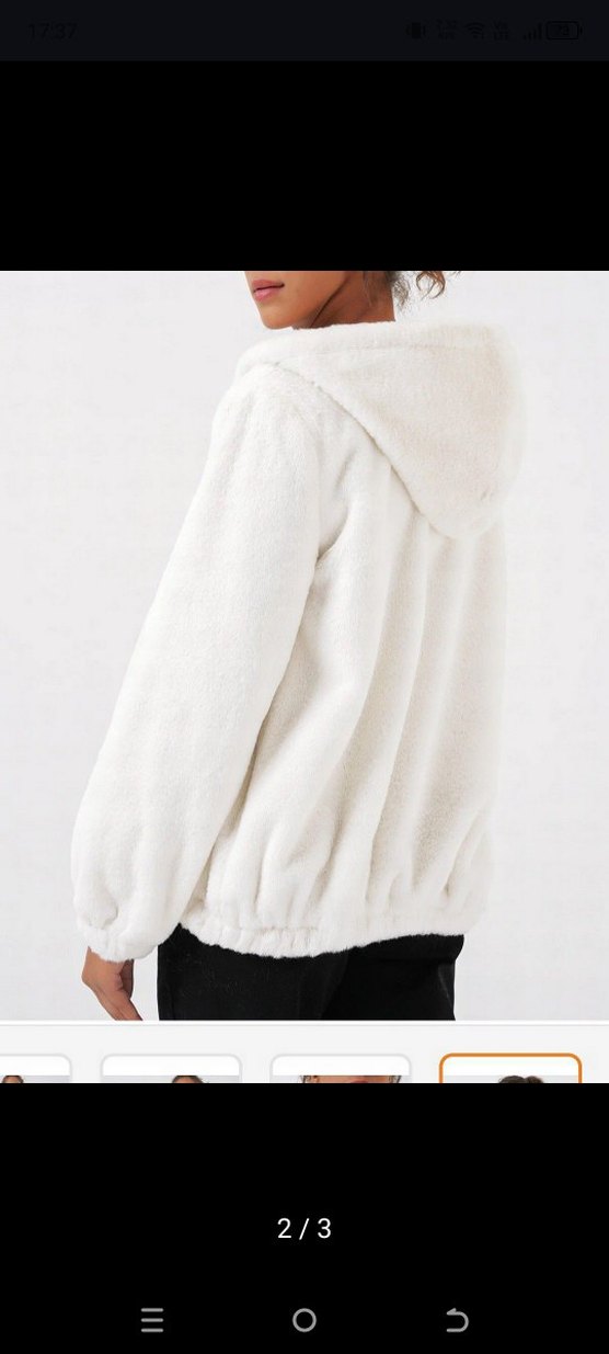 Beyaz Suni Kürklü Rahat Kadın Ceket - Görsel 2