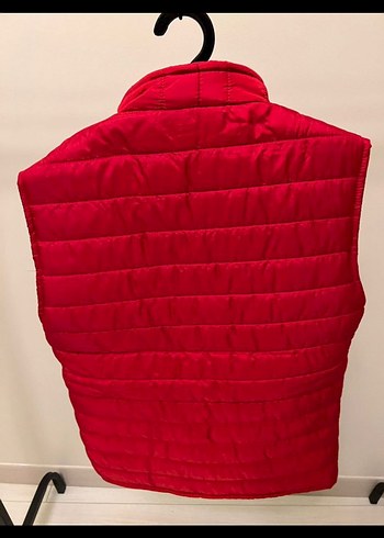 Kırmızı Fermuarlı kadın  ve erkek Kolsuz Mont - Görsel 4