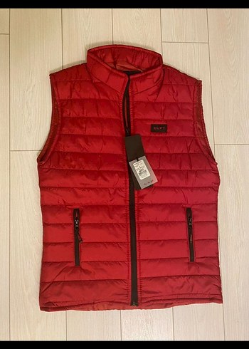 Kırmızı Fermuarlı kadın  ve erkek Kolsuz Mont - Görsel 2