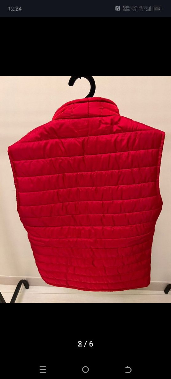 Kırmızı Fermuarlı kadın  ve erkek Kolsuz Mont - Görsel 4