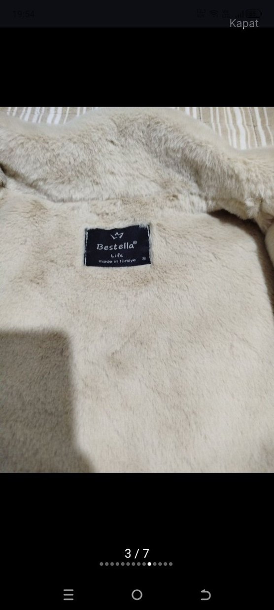 Kürklü Bej Deri Kadın Ceket - Görsel 4