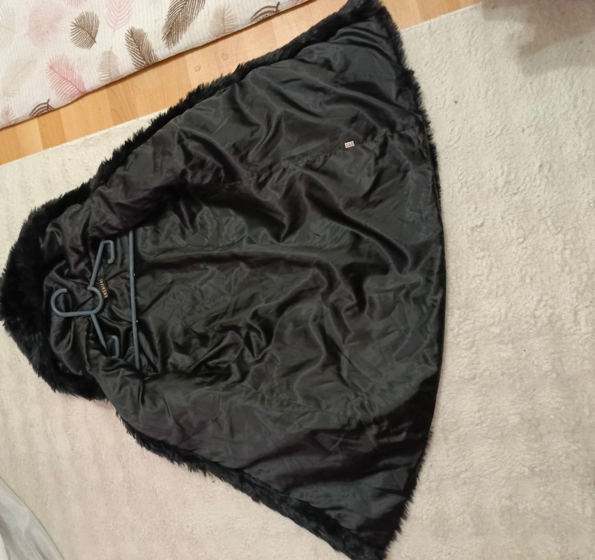 Siyah Kadın Kürk Detaylı Midi Mont - Görsel 5