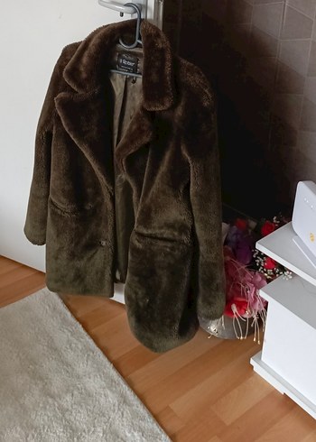 haki renk Kadın Suni Kürk Midi Ceket S,m beden e uygun - Görsel 4