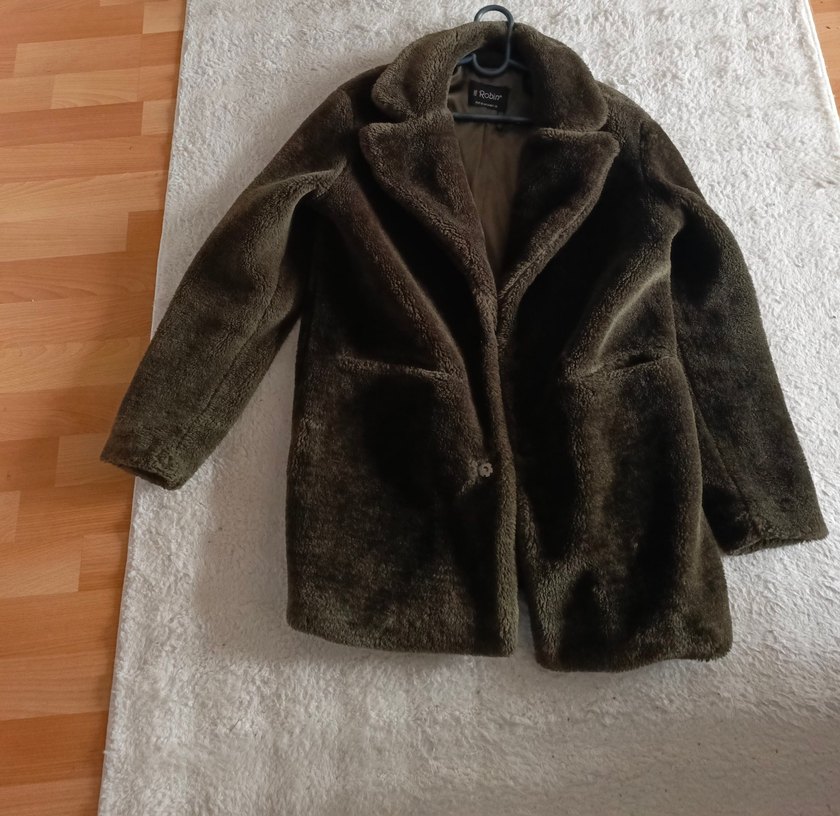 haki renk Kadın Suni Kürk Midi Ceket S,m beden e uygun - Görsel 2