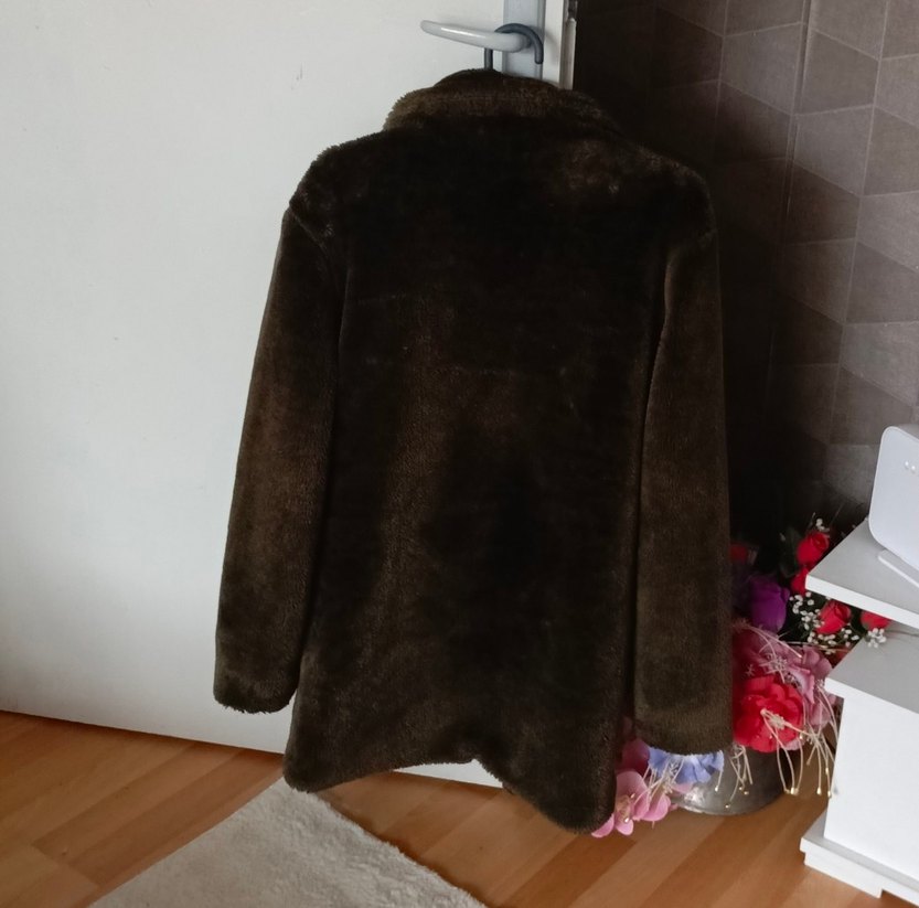 haki renk Kadın Suni Kürk Midi Ceket S,m beden e uygun - Görsel 3