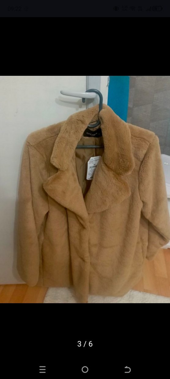 Bej Midi Boy Kürklü Kadın Kaban - Görsel 3