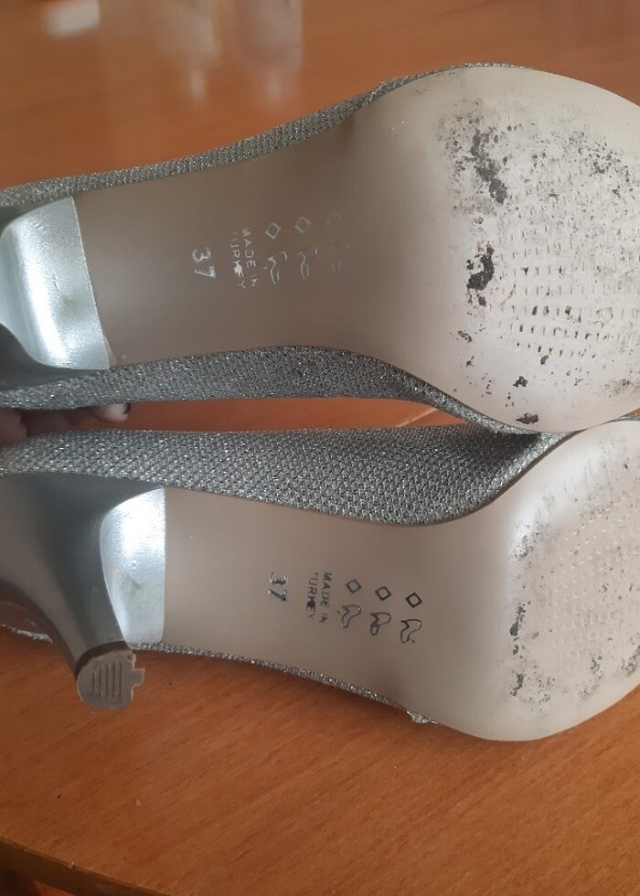 Kadın simli topuklu ayakkabı  - Görsel 2