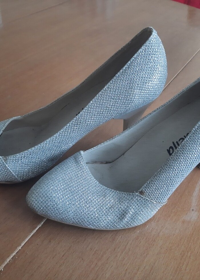 Kadın simli topuklu ayakkabı  - Görsel 3