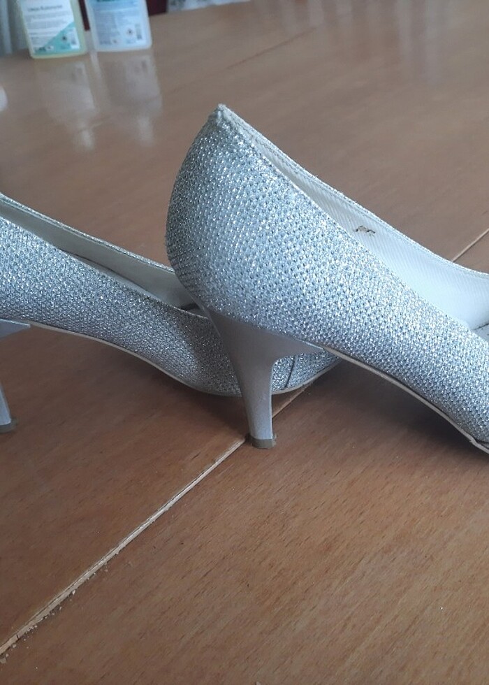 Kadın simli topuklu ayakkabı  - Görsel 4