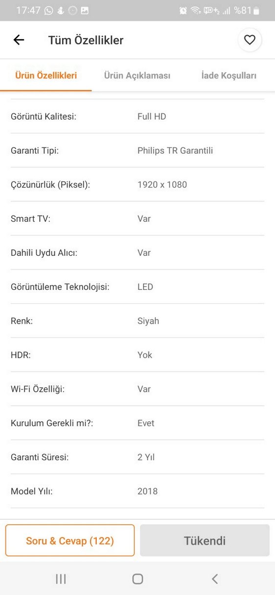 Philips 32" Full HD Uydu Alıcılı Smart LED TV - Görsel 3
