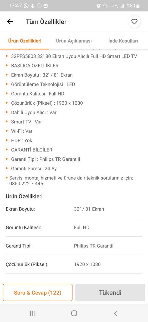 Philips 32" Full HD Uydu Alıcılı Smart LED TV - Görsel 2