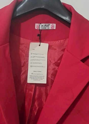 46 Beden Kırmızı Düğmeli Kadın Blazer Ceket