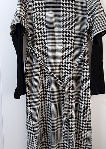 Gri Ekose Desenli Uzun Hamile Elbisesi - Görsel 3