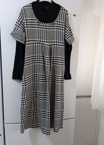 Gri Ekose Desenli Uzun Hamile Elbisesi - Görsel 5