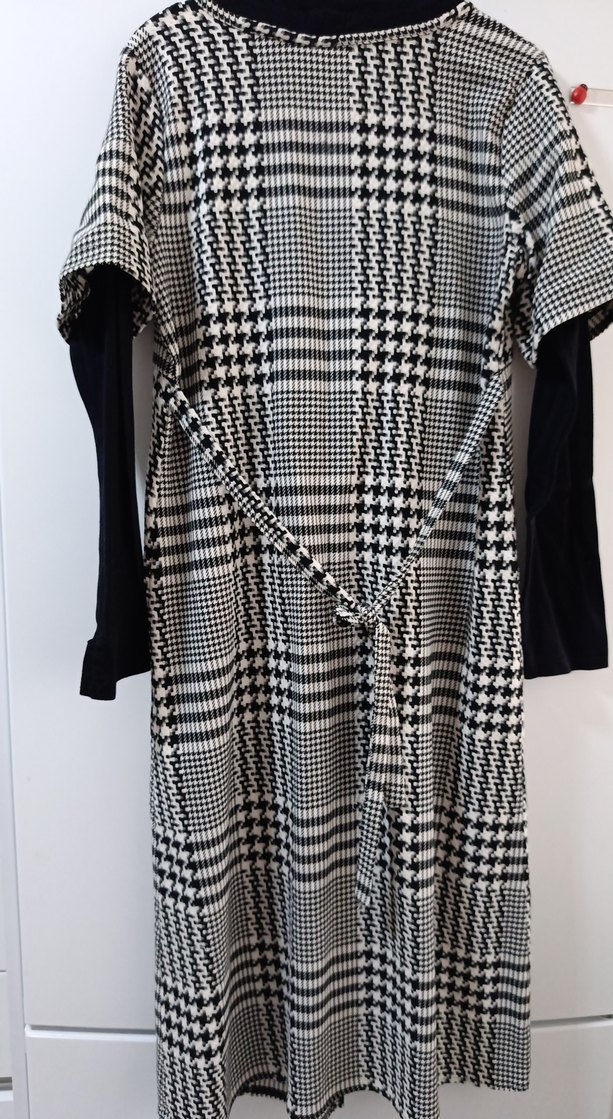 Gri Ekose Desenli Uzun Hamile Elbisesi - Görsel 3