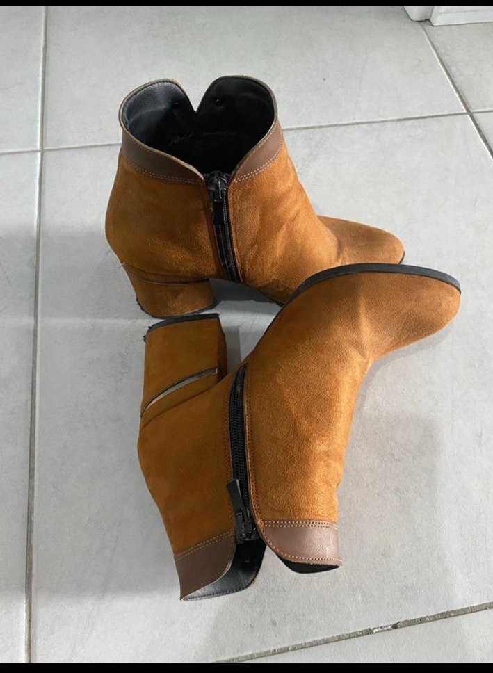 Kahverengi Süet Tokalı Topuklu Kadın Bot - Görsel 2