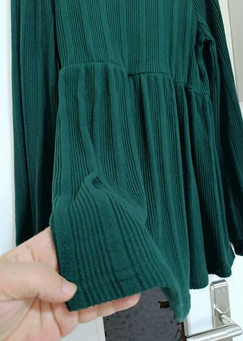 Kadın Yeşil Piliseli Triko - Görsel 7