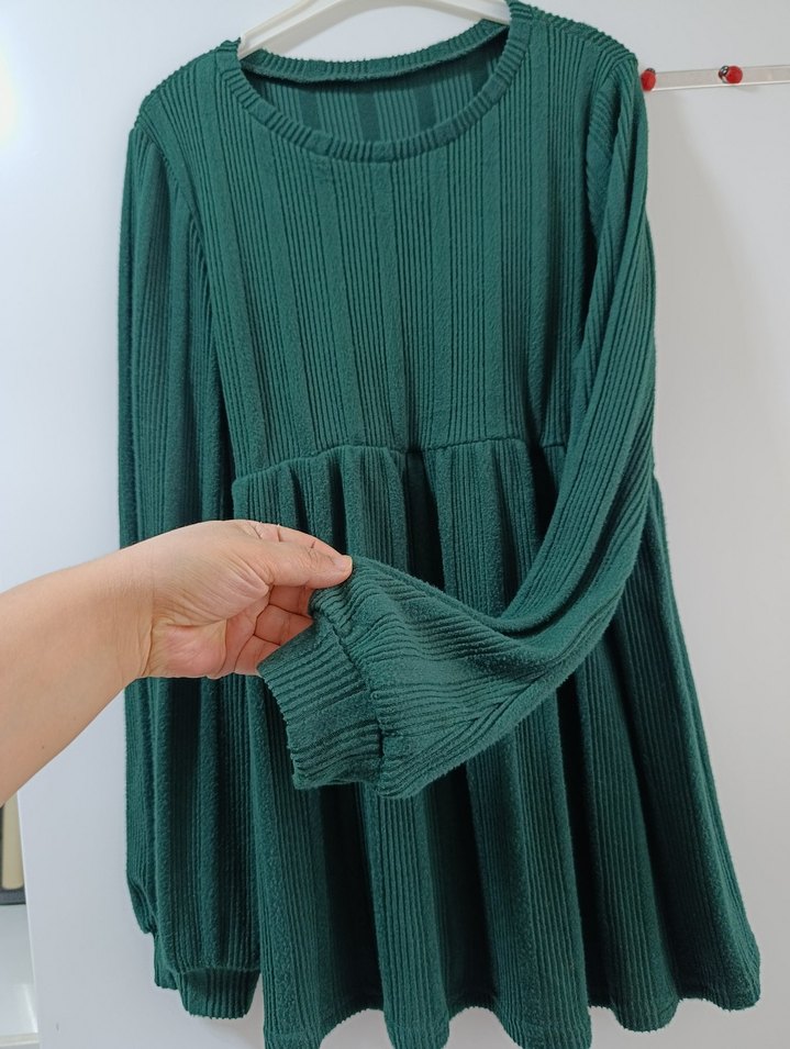 Kadın Yeşil Piliseli Triko - Görsel 5