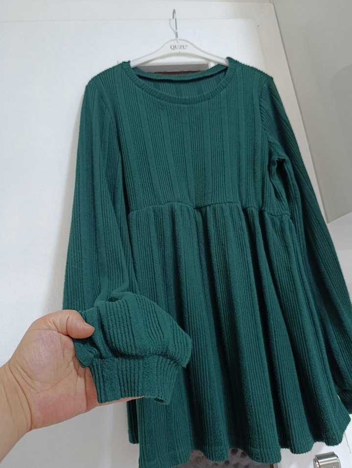 Kadın Yeşil Piliseli Triko - Görsel 2