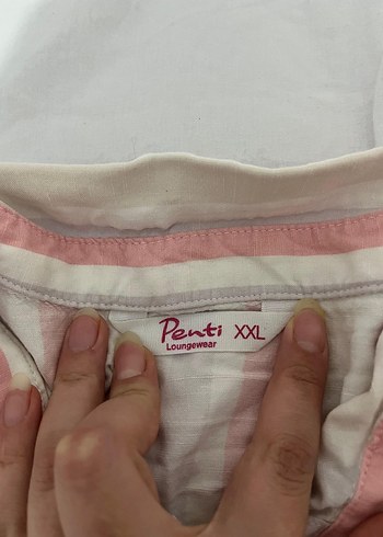 Düğmeli Kısa Kollu Keten Kadın Gömlek - Görsel 5