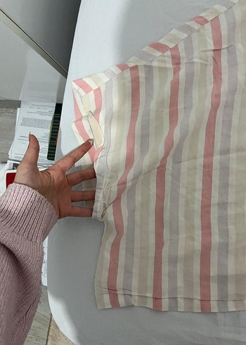 Düğmeli Kısa Kollu Keten Kadın Gömlek - Görsel 2