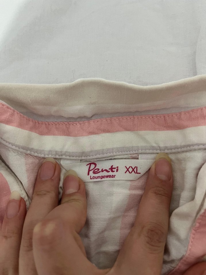 Düğmeli Kısa Kollu Keten Kadın Gömlek - Görsel 5