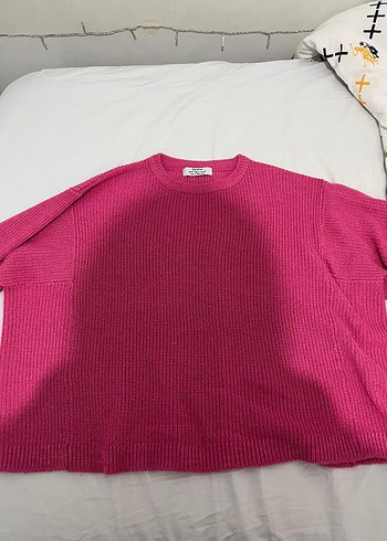 Bershka Pembe Örgü Kadın Kazak - Görsel 3