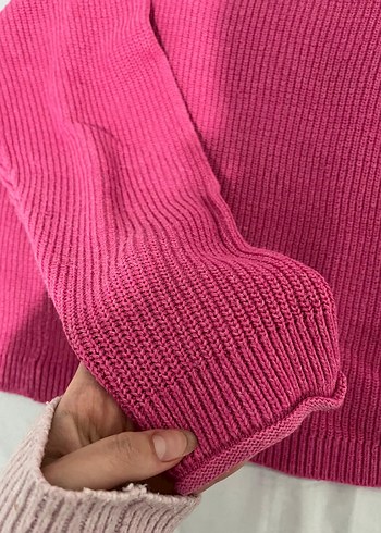 Bershka Pembe Örgü Kadın Kazak - Görsel 5