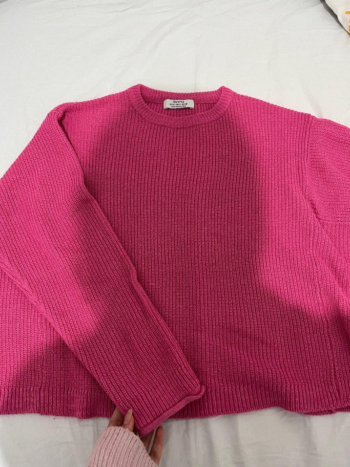 Bershka Pembe Örgü Kadın Kazak - Görsel 4