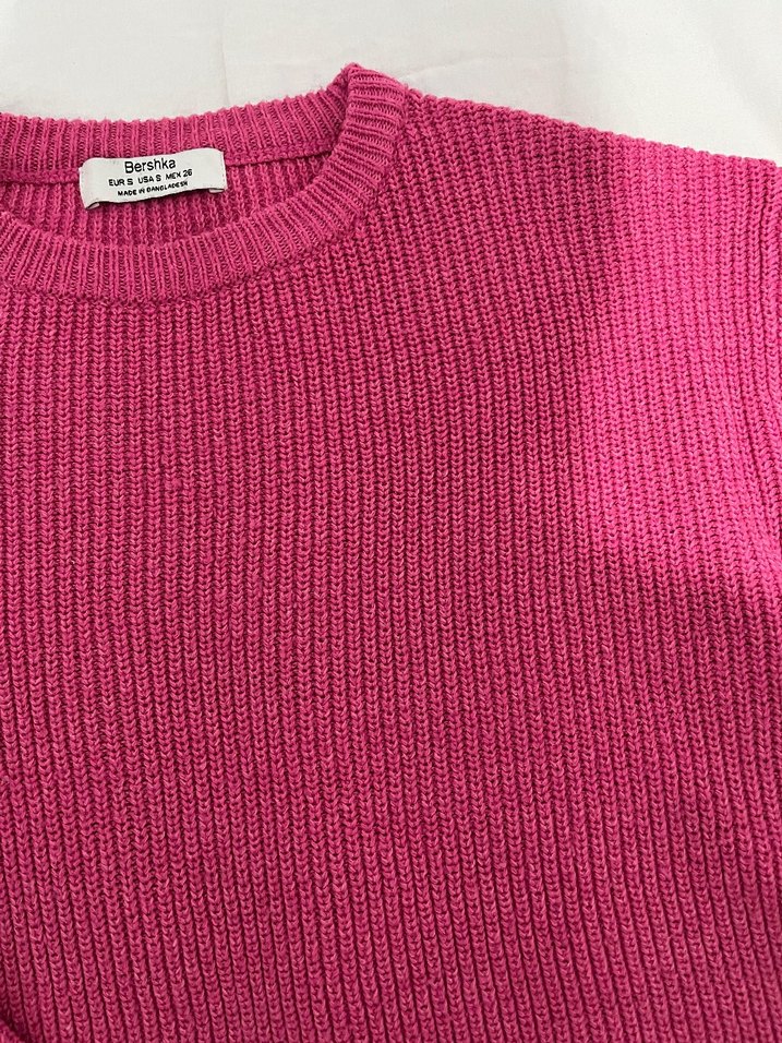 Bershka Pembe Örgü Kadın Kazak - Görsel 2