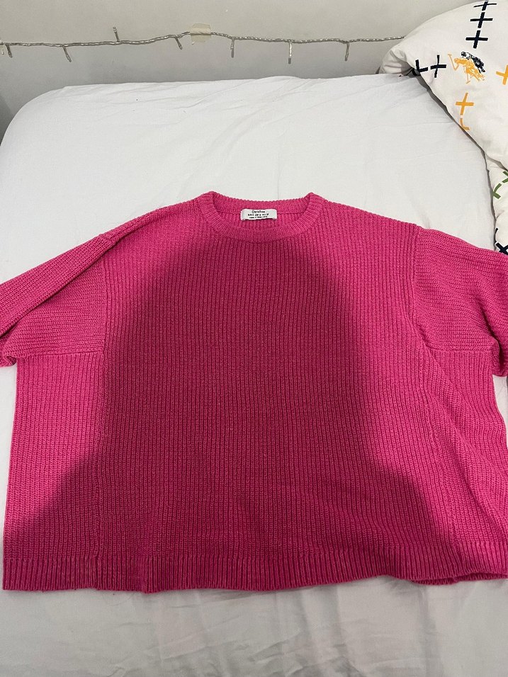 Bershka Pembe Örgü Kadın Kazak - Görsel 3