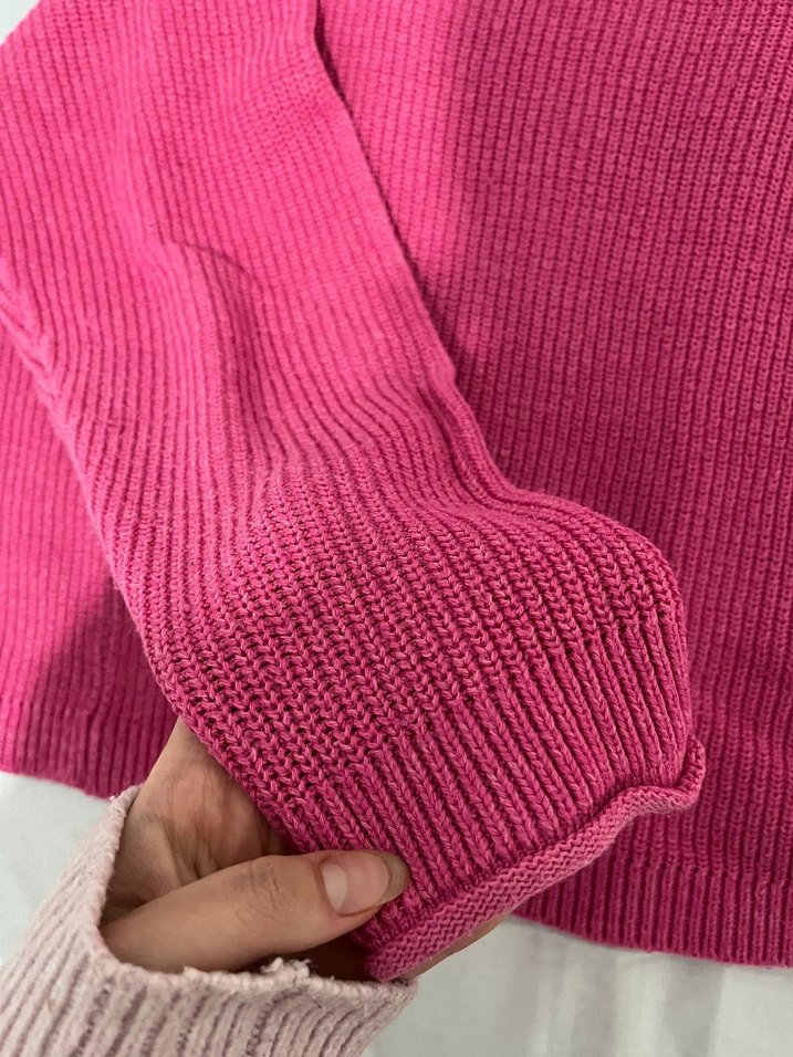 Bershka Pembe Örgü Kadın Kazak - Görsel 5