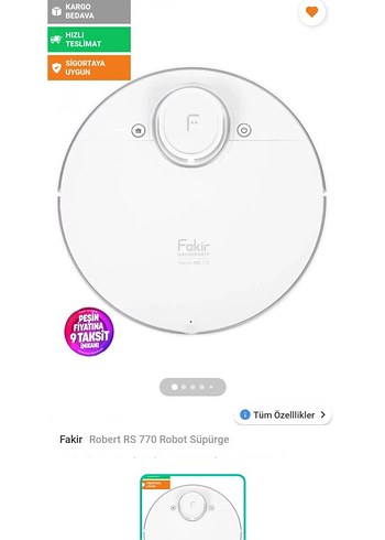 Fakir Robert Rs 770 Beyaz Robot Supurge