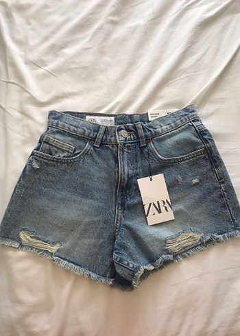 xs Beden Zara Kadın Mavi Denim Mini Şort