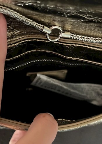 Zara Altın Renkli Zara zımbalı taşlı çanta