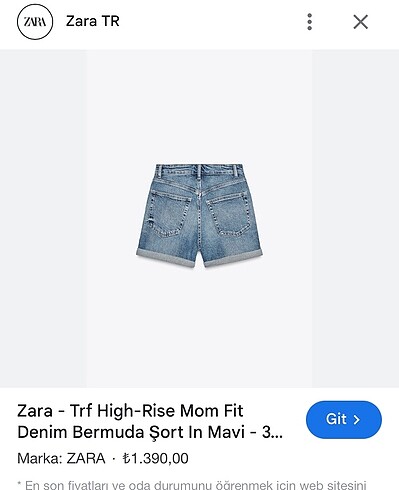 s Beden Zara denim şort