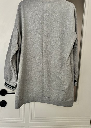 Diğer Kadın Gri Pamuklu Bisiklet Yaka Sweatshirt Elbise