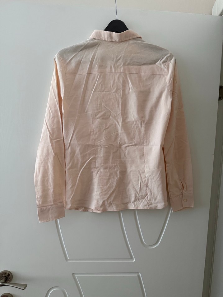 Pudra Keten Düğmeli Kadın Gömlek - Görsel 2