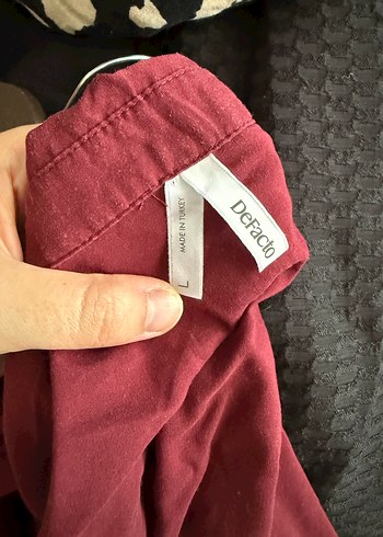 Bordo Uzun Kollu Kadın Gömlek defacto marka - Görsel 3